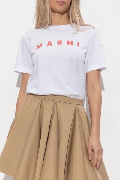 Marni Crew Neck Short Sleeves Top In White