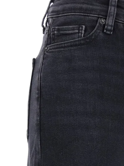Frame Le Slim Palazzo Black Jeans With Logo Patch On The Rear And Wide Leg In Denim Woman In Black