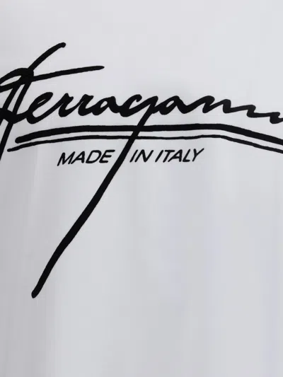 Ferragamo Signature Velvet Logo T-shirt In White