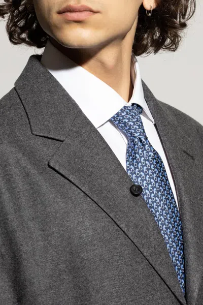 Ferragamo All-over Feline Print Silk Tie In Blue