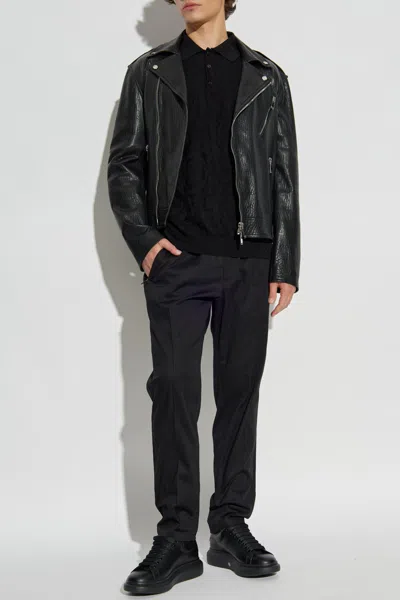 Alexander Mcqueen Piercing Leather Jacket In Black