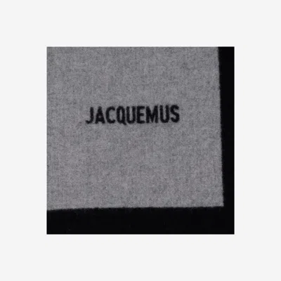Jacquemus Square Fringe Rectangular Scarf In Black