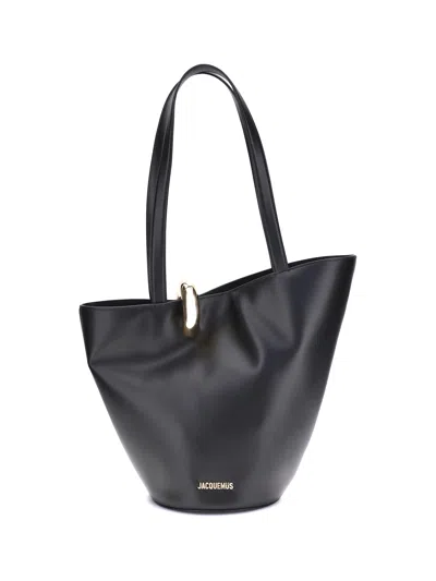Jacquemus Le Petit Bambola Leather Top Handle Bag In Black