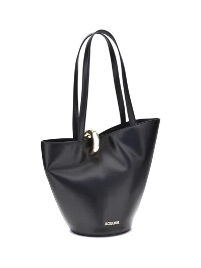 Jacquemus Le Petit Bambola Leather Top Handle Bag In Black