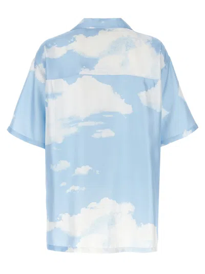 Moschino Cloud Print Silk Shirt In Blue
