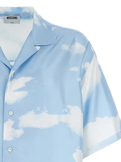Moschino Cloud Print Silk Shirt In Blue