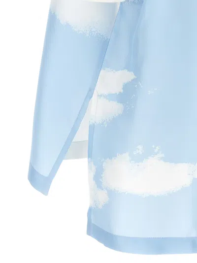 Moschino Cloud Print Silk Shirt In Blue