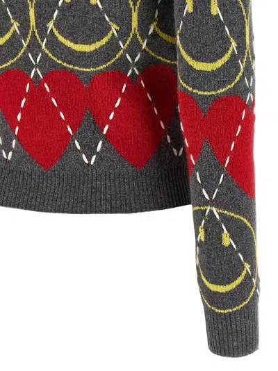 Moschino Diamond Knit Crew Neck Sweater In Multi