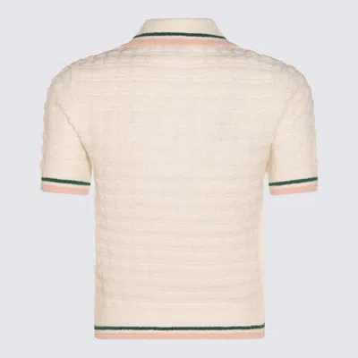 Casablanca Cotton Bouclé Polo Shirt In White