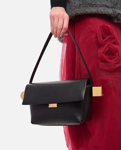 Jacquemus Le Rond Carre Leather Shoulder Bag In Black