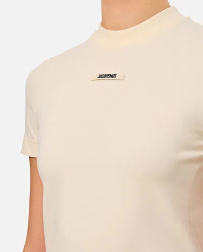 Jacquemus T-shirt With Gros Grain Logo In Neutral
