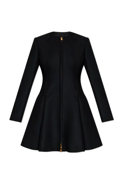 Versace Wool Coat In Black