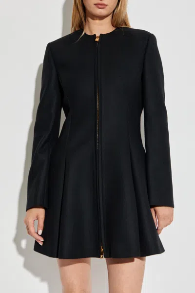 Versace Wool Coat In Black