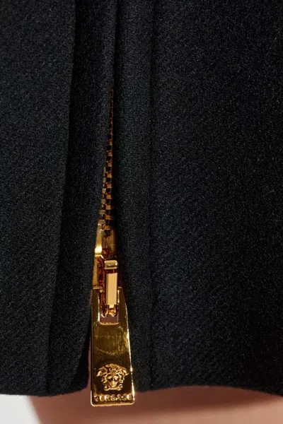 Versace Wool Coat In Black