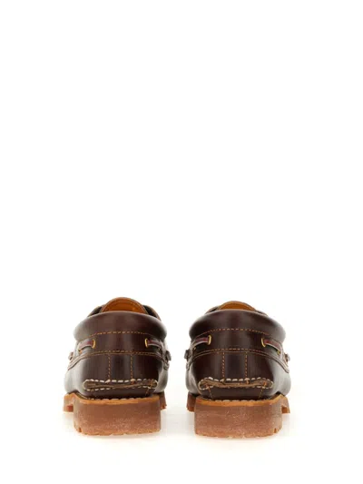 Timberland Authentic Brown Loafers With Embossed Logo On The Side In Leather Man