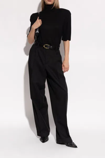 Anine Bing 55mm Eve Woven Leather Mules In Black