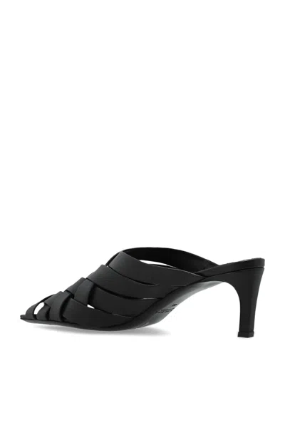 Anine Bing 55mm Eve Woven Leather Mules In Black