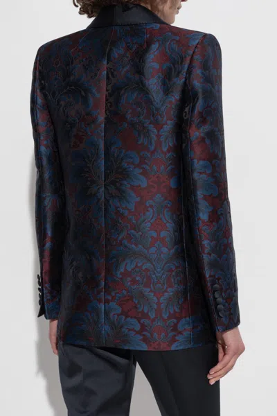 Etro Single-breasted Silk Jacquard Blazer In Blue
