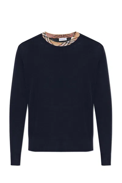 Burberry Ralph Lauren Purple Label Cable Pullover In Blue