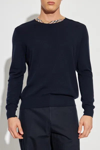 Burberry Ralph Lauren Purple Label Cable Pullover In Blue