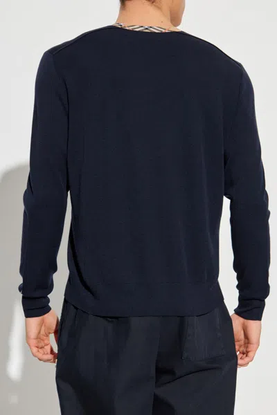 Burberry Ralph Lauren Purple Label Cable Pullover In Blue