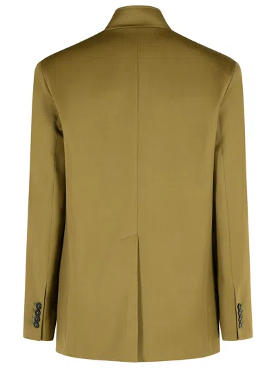 Attico Structured Asymmetrical Jacket With High Collar In Green