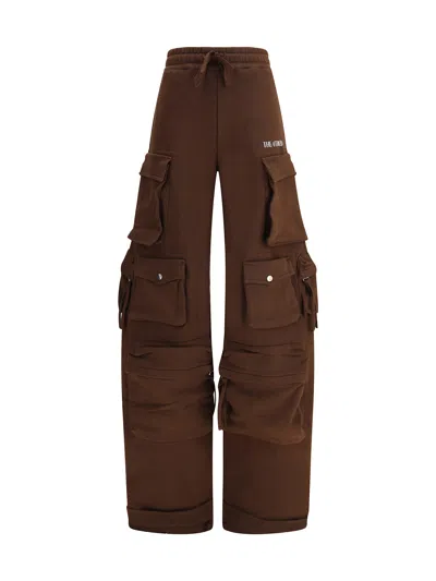Attico Cotton Jersey Cargo Sweatpants In Brown
