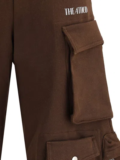 Attico Cotton Jersey Cargo Sweatpants In Brown