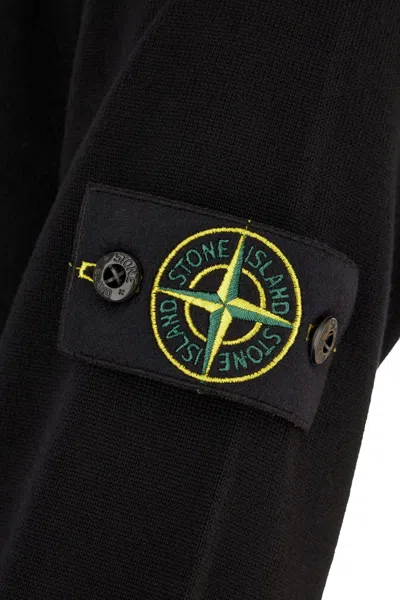 Stone Island Cotton Sweatshirt With Removable Logo Patch In Black