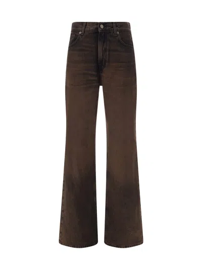 Haikure Brown Vintage Effect Korea Jeans In Brown