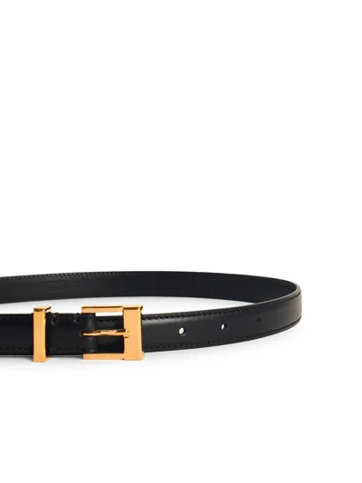 Khaite Manhattan Black Leather Belt In Black