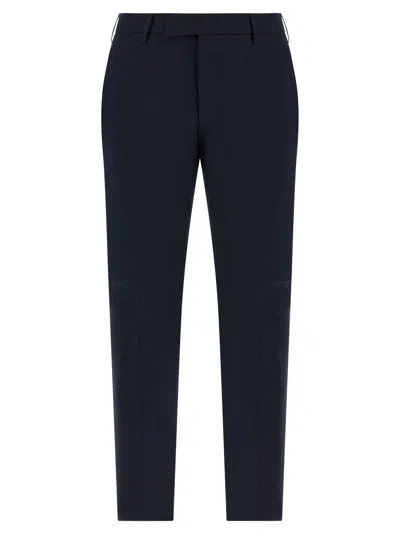 Pt Torino Dieci Trousers In Wool Blend In Blue