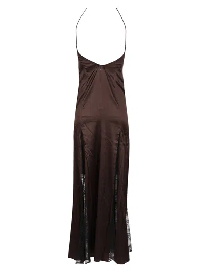 Staud Backless Lace Dress Side Slit In Brown