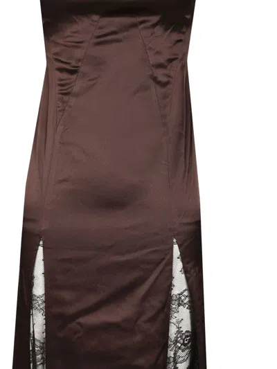 Staud Backless Lace Dress Side Slit In Brown