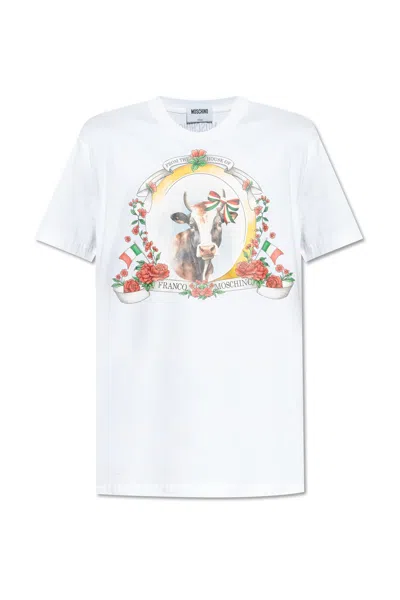 Moschino Organic Cotton Jersey T-shirt Archive In White
