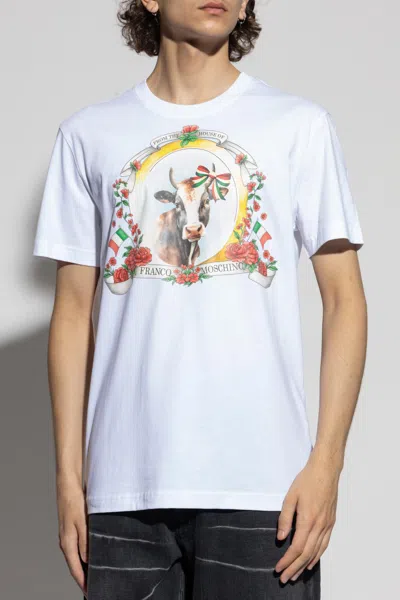 Moschino Organic Cotton Jersey T-shirt Archive In White