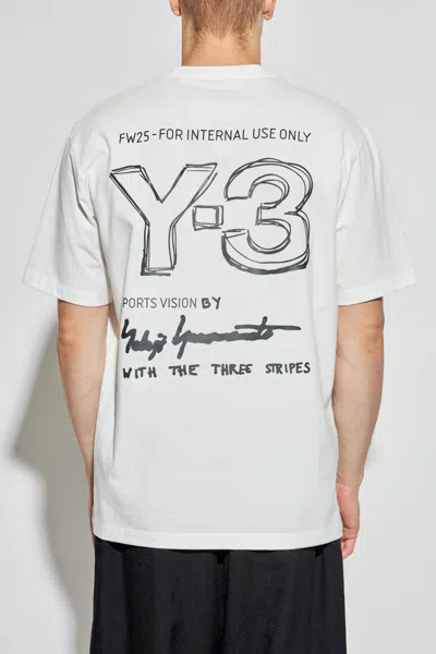 Y-3 White Logo-print T-shirt In White