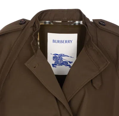 Burberry Cotton Cape With Traditional Check Lining In Brown