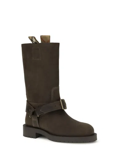 Burberry Soft Saddle Suede Knee-high Boots In Brown