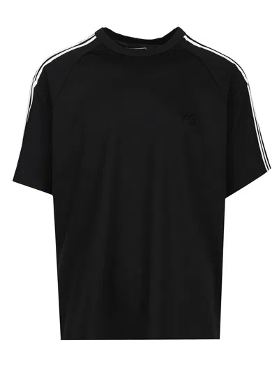Y-3 3-stripes Cotton-blend Jersey T-shirt In Black