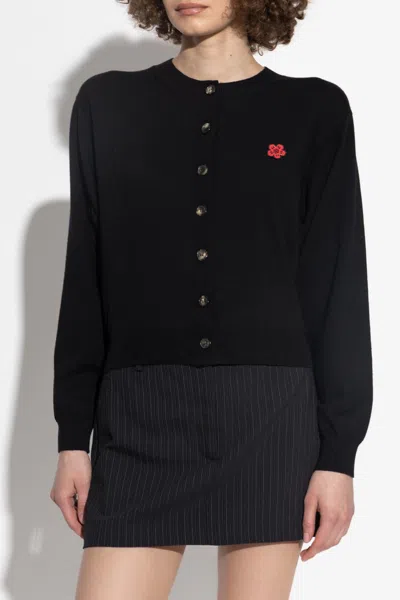 Kenzo Boke Crest Crew Cardigan In Black