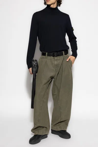 Stone Island Black Wool Turtleneck Sweater In Black