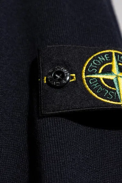 Stone Island Black Wool Turtleneck Sweater In Black