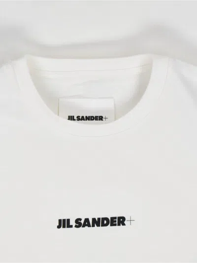 Jil Sander Men White Crewneck T-shirt With Logo Lettering On The Front In Cotton Man