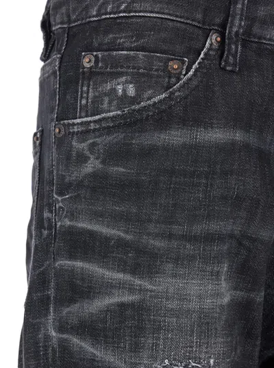 Dsquared2 Cool Gut Black Jeans With Belt Loops And Faded Effect In Denim Man In Black
