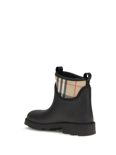 Burberry Marsh Stamp Rubber Ankle Boots In Black