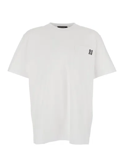 Dsquared2 Black And White Set Of Two T-shirts With Logo On The Front In Cotton Man In Multi
