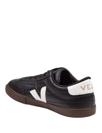Veja Leather Sneakers In Black And White In Black