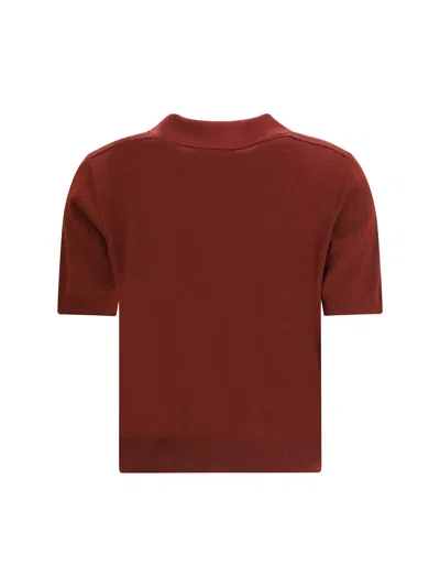 Burberry Bordeaux Wool Polo Shirt In Brown