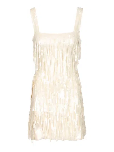 Staud Le Sable Sequin-embellished Mini Dress In White